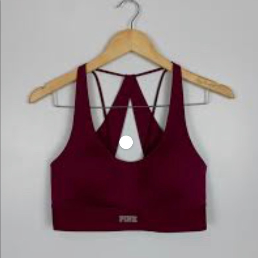 VS Pink Ultimate Strappy Lined Maroon Sports Bra sz XS